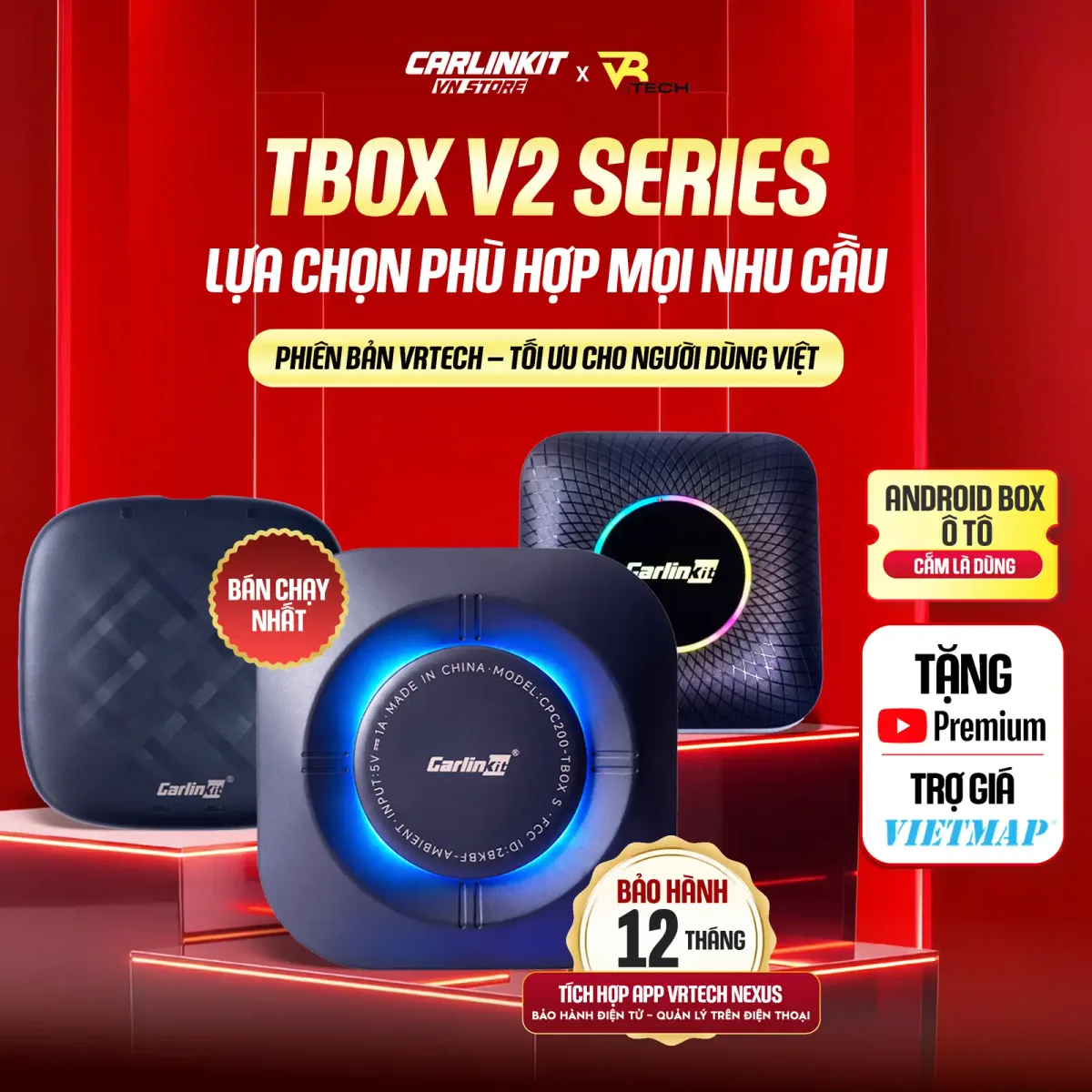 Carlinkit TBox V2 by VRTECH với nhiều phiên bản sản phẩm